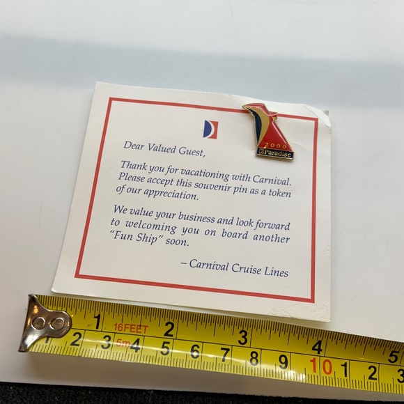 VTG Carnival Cruise Lines Carnival Paradise Collectible Lapel Pin and Card 2000 - Picture 9 of 10